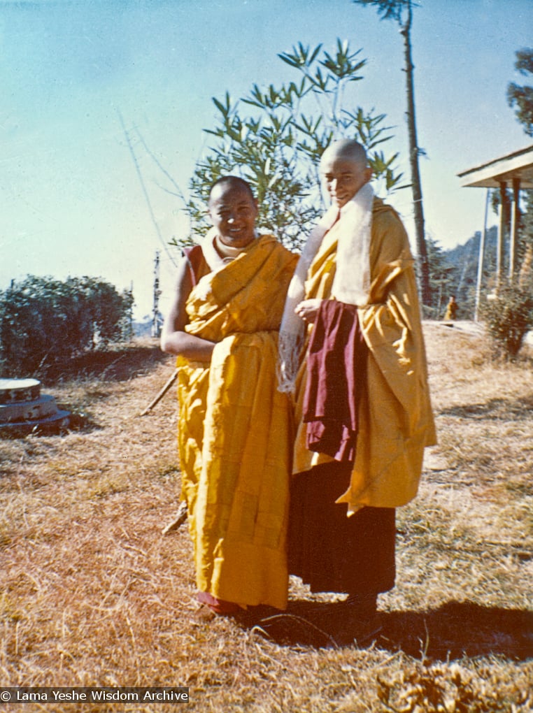 (00601_ud-2.psd) Lama Yeshe and Anila Ann after the first ordination of western students, 1970