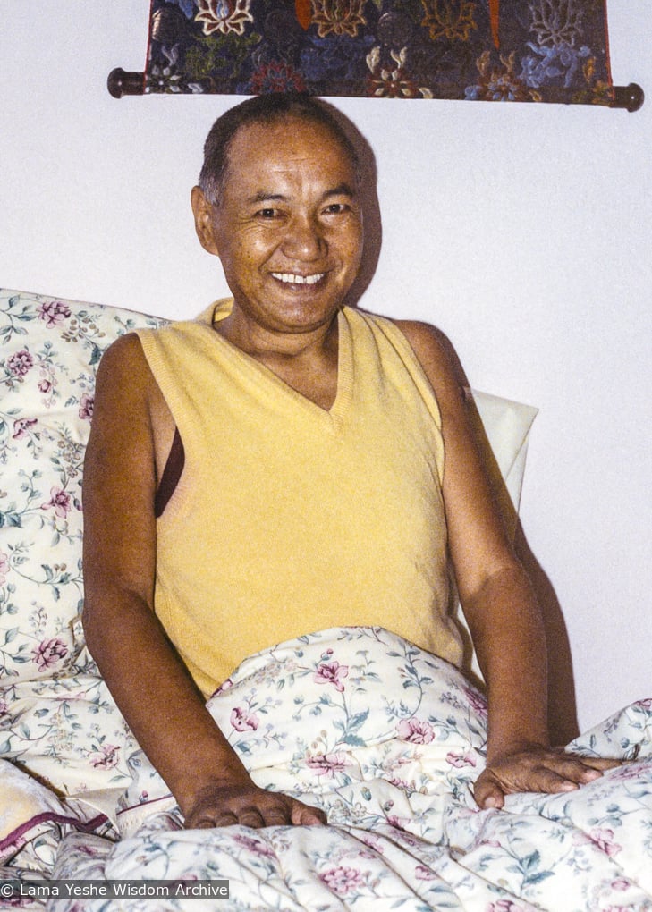 (Correct name/best version is 12961_pr-3, not 05849_ng) Lama Yeshe being cared for at his house in Aptos, California, 1984. Åge Delbanco (photographer)