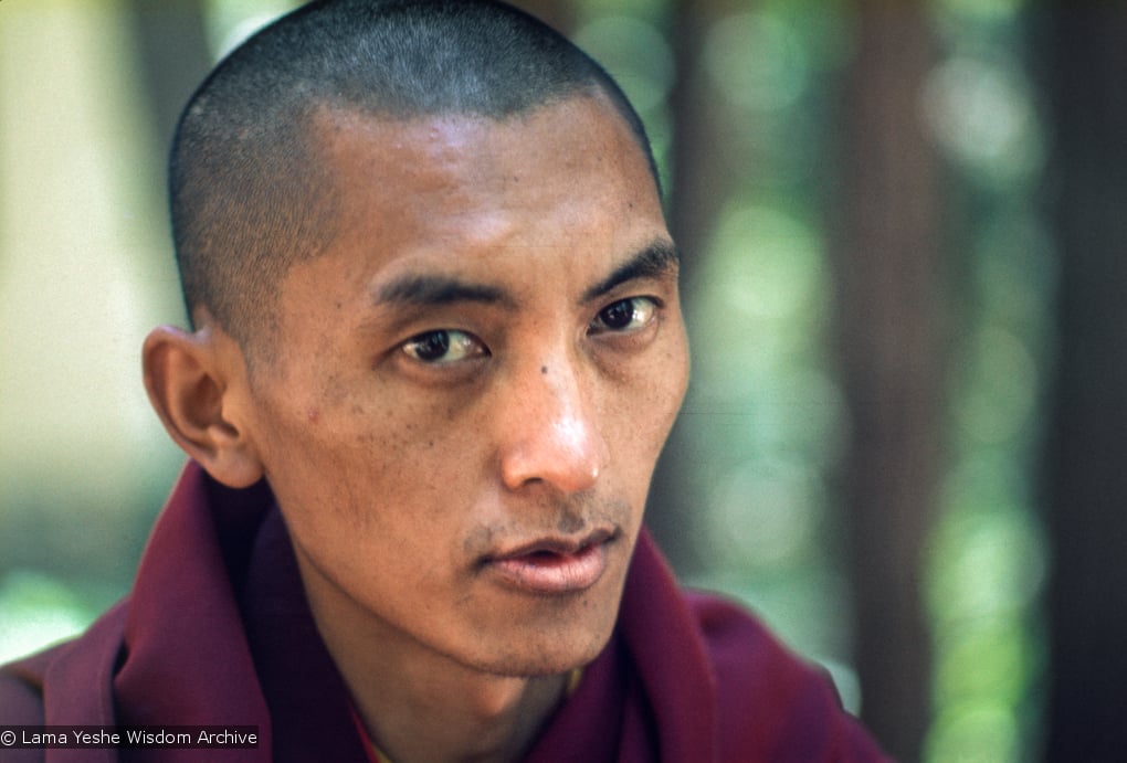 Lama Zopa Rinpoche, Lake Arrowhead, California, 1975. Photo by Carol Royce-Wilder.