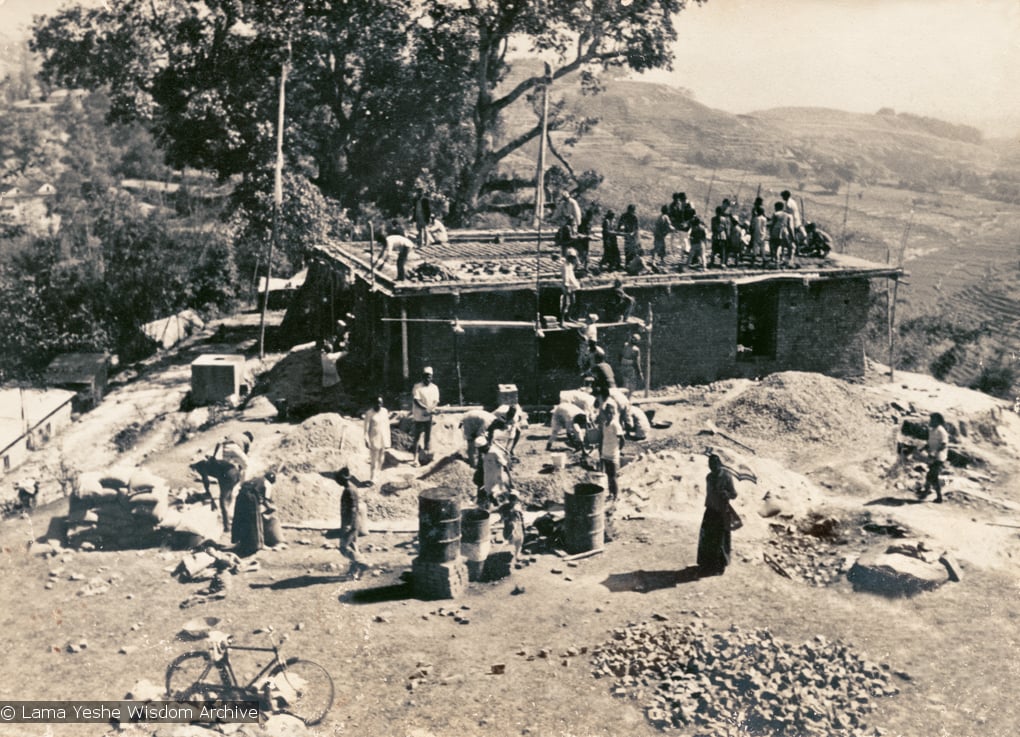 (15138_ng.psd) The construction of Kopan, first floor, rear view, 1972. Kopan Monastery, built in Nepal, is the first major teaching center founded by Lama Yeshe and Lama Zopa Rinpoche.