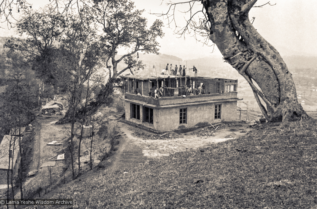 (15140_ng.tif) The construction of Kopan, second floor in progress, rear view, 1972. Kopan Monastery, built in Nepal, is the first major teaching center founded by Lama Yeshe and Lama Zopa Rinpoche.