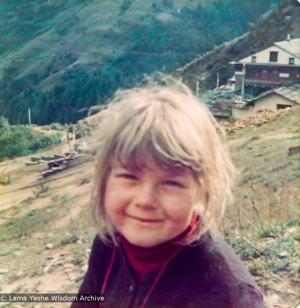 (15209_pr.psd) Zina Rachevsky's daughter Rhea. From photos taken in the spring of 1973 while Zina Rachevsky was on a long retreat at Thubten Choling, monastery of Trulshik Rinpoche in the lower Solu region of Solu Khumbu near Junbesi, Nepal. Zina died while on this retreat in August of 1973.