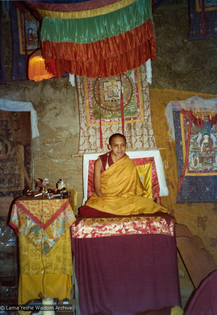 (15589_pr.tif) Lama Zopa Rinpoche teaching. Photo from the 8th Meditation Course at Kopan Monastery, Nepal, 1975.