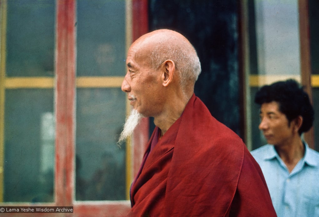 (15863_sl.tif) In April of 1974, H. H. Zong Rinpoche, a senior lama and teacher for Lama Yeshe, visited Kopan Monastery, Nepal, in time to give teachings during the last week of the Sixth Meditation Course.