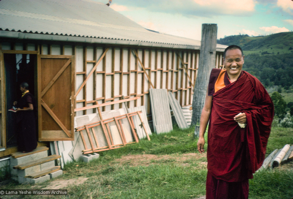 (15992_sl.jpg) Photo of Lama Yeshe during the month-long course at Chenrezig Institute, Australia, 1975.