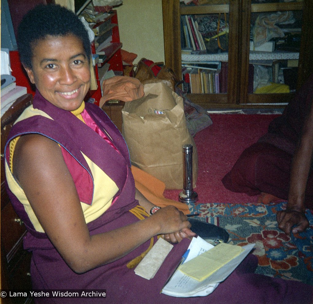 (16737_ng.tif) "Mommy" Max Mathews at Tushita Retreat Centre, Dharamsala, India, 1976.