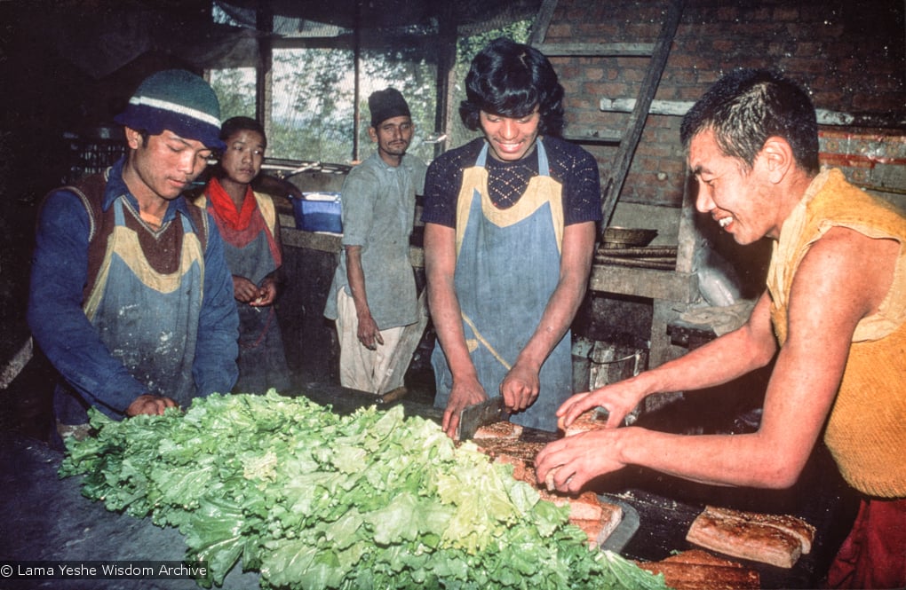 (16766_sl.tif) The kitchen at Kopan Monastery, Nepal, 1976. Kancha Tsultrim Norbu