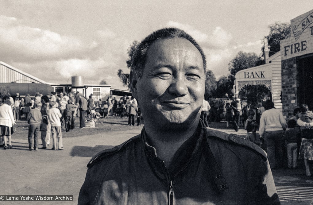 (17563_ng-3.psd) Lama Yeshe, Atisha Open Day in Sandhurst Town, Atisha Centre, Bendigo, Australia, 1981. Ian Green (photographer)