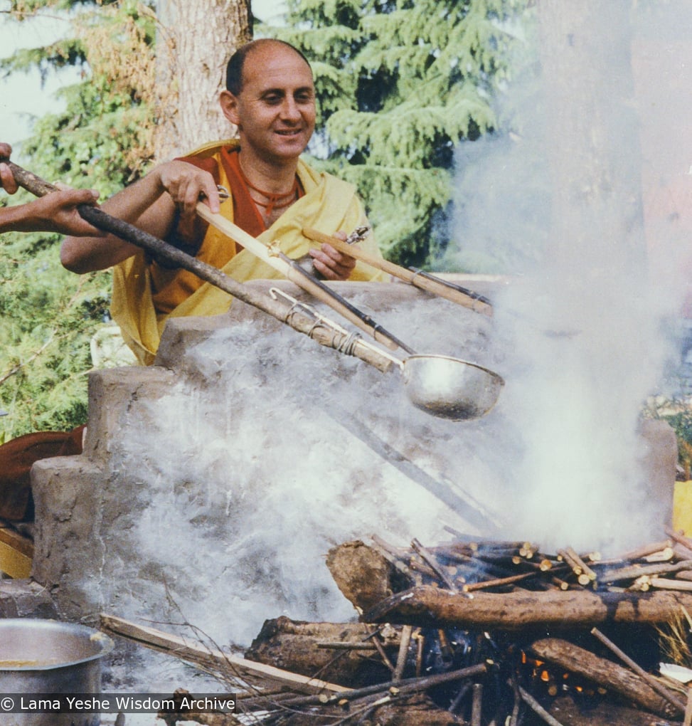 (18118_pr-3.jpg) International Mahayana Institute fire puja after Guhyasamaja group retreat, Tushita Retreat Centre, Dharamsala, India, 1982. Nick Ribush (donor)