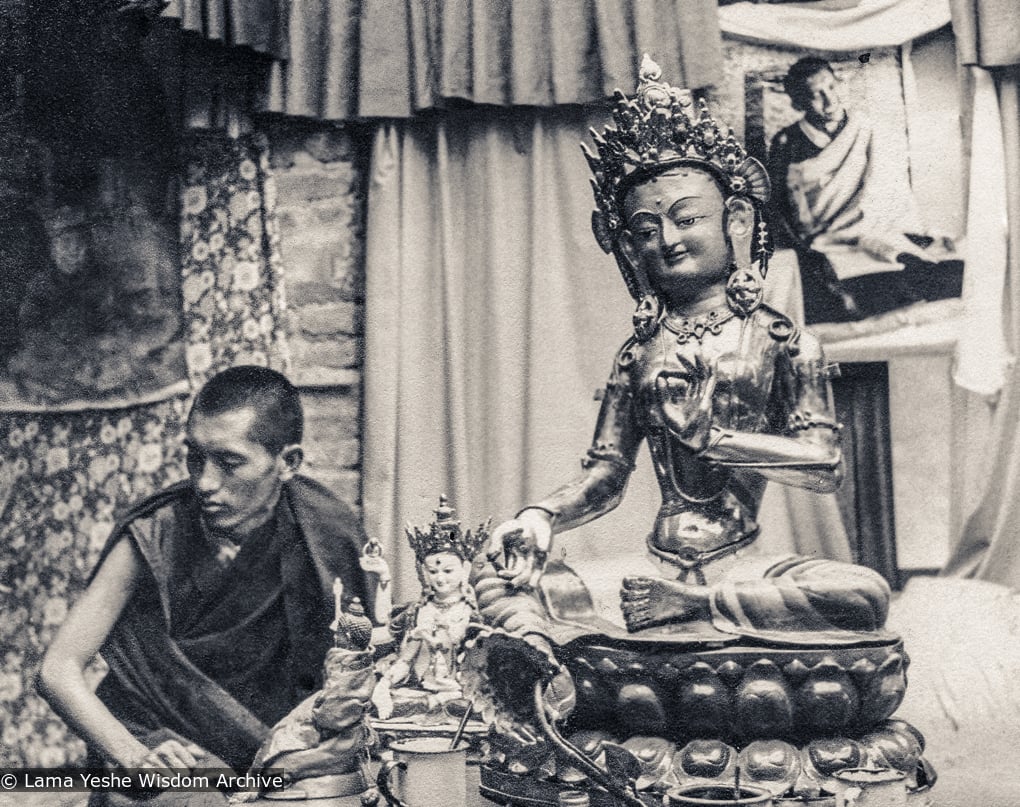 (26043_pr-3.psd) Tara in the library before being installed in the courtyard in front of the gompa, Kopan Monastery, Nepal, 1976.