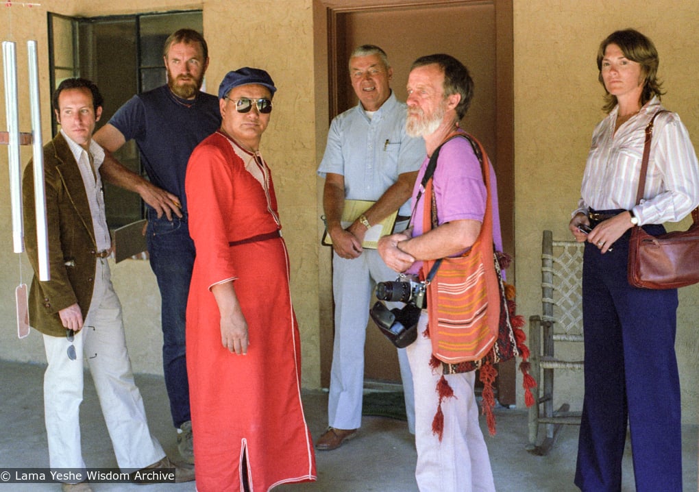 (38369_ng-3.jpg) Looking to buy a house for Lama Yeshe, Aptos, California, 1983. Real Estate agent Kathy Emmert on the right.