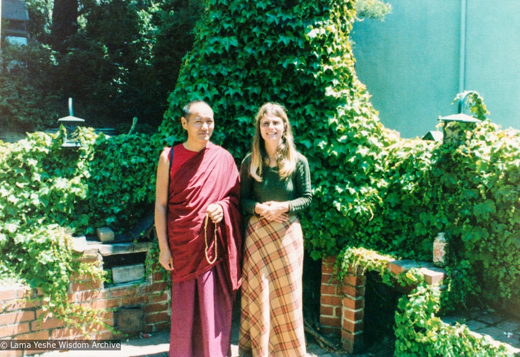 (39279_pr-3.psd) Lama Yeshe and Carol Fields at her house in Berkeley, 1974. Photo by Judy Weitzner.