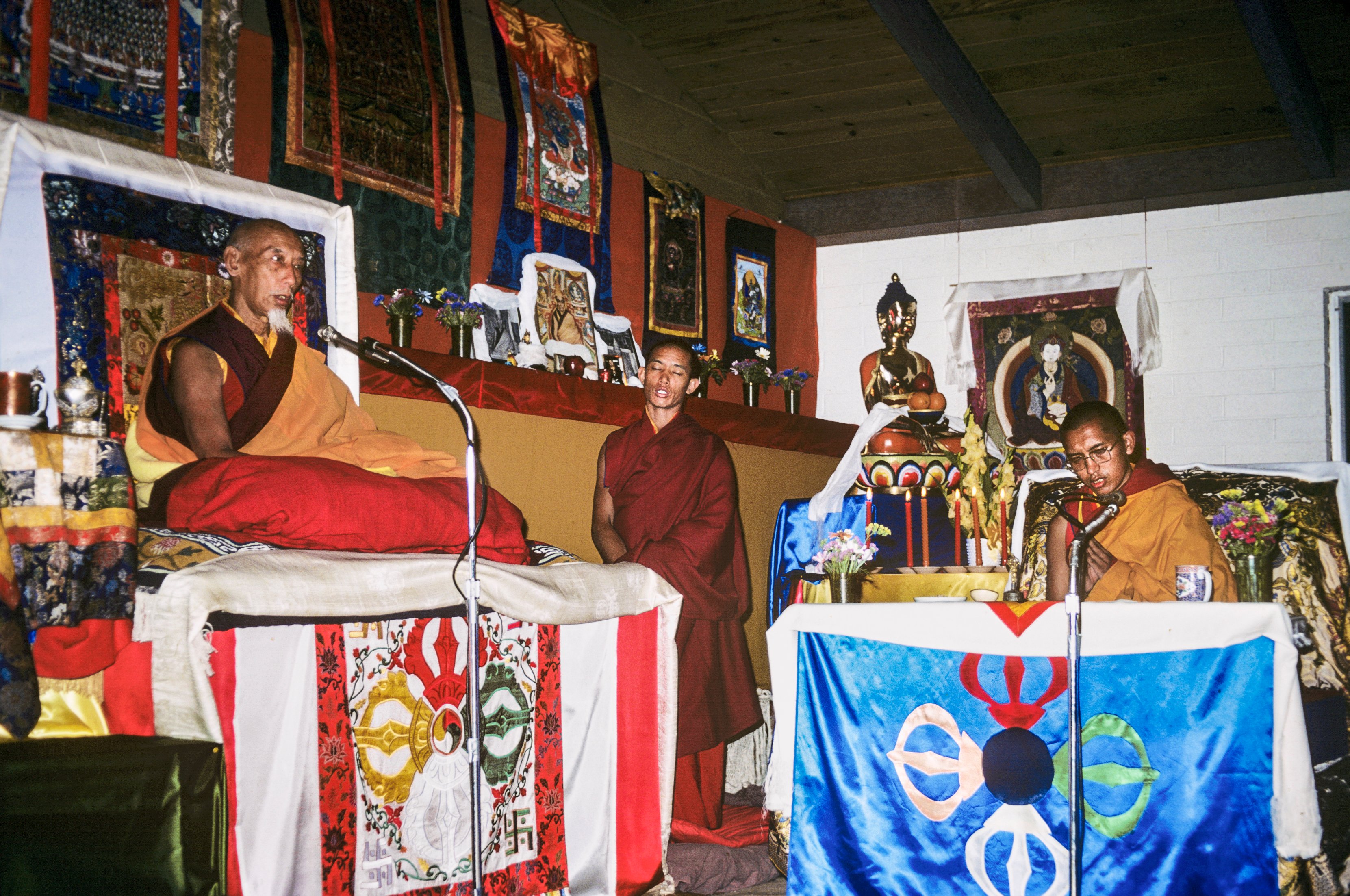 (39385_sl-3.psd) Song Rinpoche with Tenzin Wangchuk, Camp Kennolyn, CA, 1978.