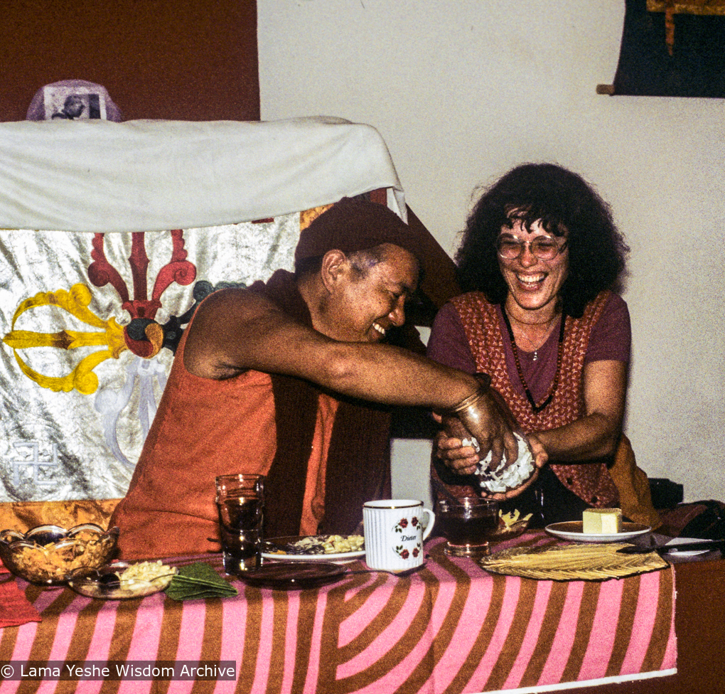 (39425_sl-3.psd) Lama and Sylvia, Tara teachings, Jagerndorf, Germany, September 1981.