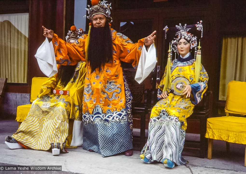 (39512_ud-3.jpg) While on vacation in China, Lama Yeshe went to a photo stall, put on an embroidered Chinese robe and a beard, and had his photo taken, China, 1982.