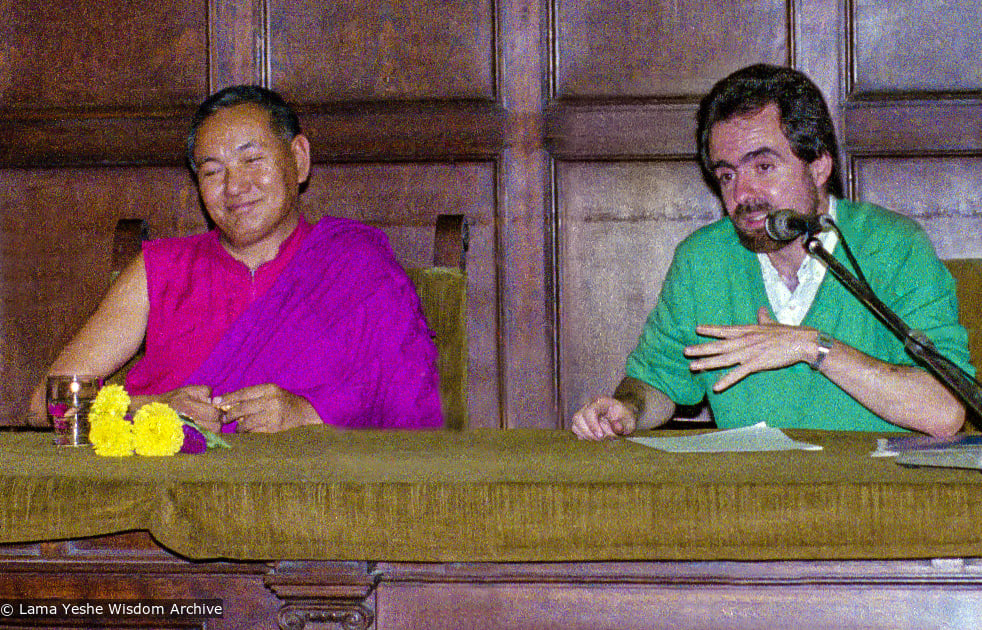 (39519_ng-3.psd) Lama Yeshe with Alberto Vignoli translating, Barcelona, Spain, 1982