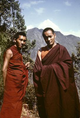 Lama Zopa Rinpoche and Lama Yeshe near Lawudo Retreat Centre, Nepal, 1970. Photo by Terry Clifford.