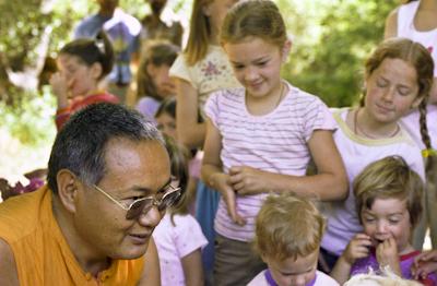 Lama Yeshe at a family gathering at Vajrapani Institute, California, 1983. Photo: Carol Royce-Wilder.