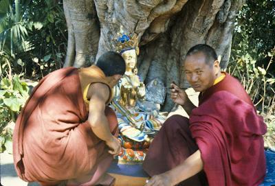 Lama Yeshe painting Tara, Kopan Monastery, Nepal, 1976. Photo: Peter Iseli.