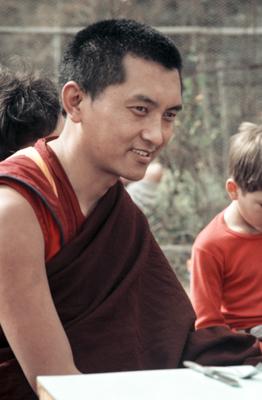 Lama Zopa Rinpoche in Bodhgaya, India, 1982. Photographer: Ina Van Delden.