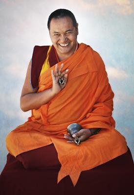 Lama Yeshe, Yucca Valley, California, 1977. Photo by Carol Royce-Wilder, retouching by David Zinn.