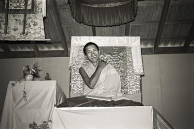 Click to view in our Image Gallery Lama Zopa teaching at Chenrezig Institute, Australia, May 1975. Photo: Wendy Finster.