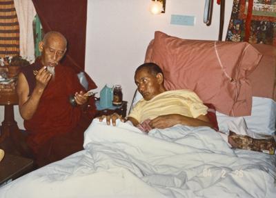 A photo of Lama Yeshe and Zong Rinpoche shortly before Lama's death, California, 1984. Photo by Lama Zopa Rinpoche.