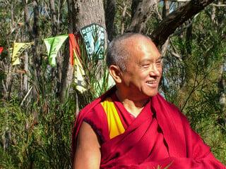 Lama Zopa Rinpoche at the Mahamudra Retreat, Mylor, South Australia, April 2004. Photo: Ven. Roger Kunsang.