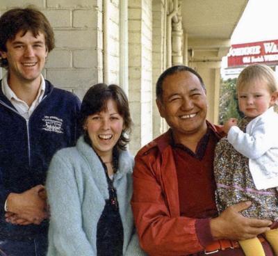 Click to view in our Image Gallery Lama Yeshe with Will, Lyndy and Sarah Jay Abram, Adelaide, Australia, 1981.