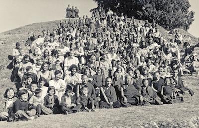 Group portrait at the Fifth Meditation Course, Kopan Monastery, Nepal,  Nov-Dec 1973.