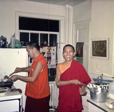 Click to view in our Image Gallery Lama Yeshe in the kitchen with Lama Zopa Rinpoche, New York City, 1974. Photo: Robbie Solick.