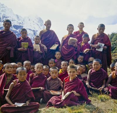Click to view in our Image Gallery Mount Everest Centre students at Lawudo Retreat Centre, Nepal, 1974.