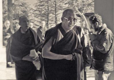  His Holiness the Dalai Lama at the Tibetan Library, Dharamsala, India,1975. Photo: Dan Laine.