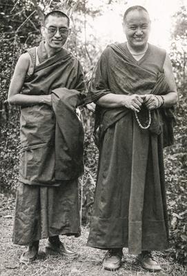 Lama Yeshe and Lama Zopa Rinpoche, Kopan Monastery, Nepal, 1978. Photo by Robin Bath.