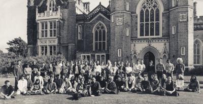 Click to view in our Image Gallery Lama Yeshe with students at Manjushri Institute, England, 1977.