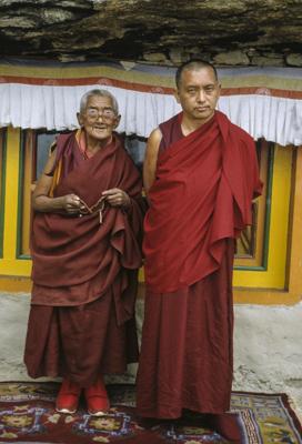 Click to view in our Image Gallery Lama Zopa Rinpoche with Ama-la (his mother) at Lawudo Retreat Center, Nepal, 1990. Photo: Merry Colony.