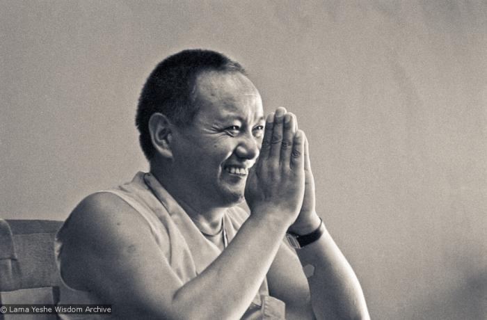 Click to view in our Image Gallery Lama Yeshe teaching at University of California’s Oakes College on the Santa Cruz campus, 1978. Photo by Jon Landaw.