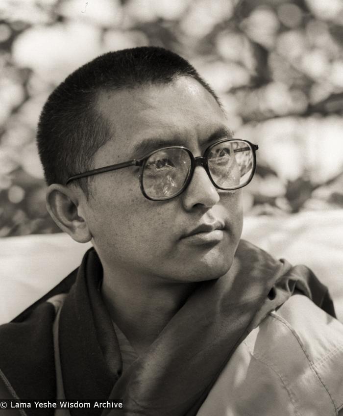 Click to view in our Image Gallery Lama Zopa Rinpoche teaching outdoors at Manjushri London (currently Jamyang Buddhist Centre), 1983. Photo by Robin Bath
