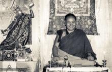 Lama Yeshe teaching at Tushita Retreat Centre, Dharamsala, India, 1983.