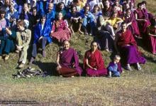 Lama Yeshe and Lama Zopa Rinpoche at  the 8th Meditation Course, Kopan Monastery, Nepal, 1975.