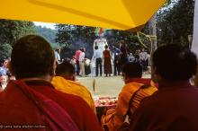 (10065_sl.JPG) Cremation of Lama Yeshe at Vajrapani Institute, California in March of 1984. Photo by Ricardo de Aratanha.