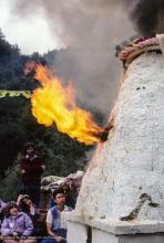 (10123_sl.JPG) Cremation of Lama Yeshe at Vajrapani Institute, California in March of 1984. Photo by Ricardo de Aratanha.