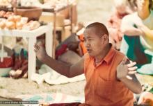 (12419_pr-3.psd) Lama Yeshe at a picnic at  UCSC (University of Calif. at Santa Cruz), 1978. Robbie Solick (photographer)