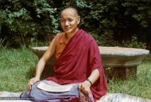 (15172_pr.psd) Portrait of Lama Yeshe taken 1974, at Kopan Monastery, Nepal. Photo by Robbie Solick.