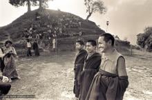 (15202_ng.psd) Lama Yeshe and Lama Zopa Rinpoche in group photos from the Fourth Meditation Course, Kopan Monastery, Nepal,1973