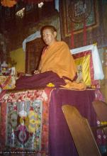 (15594_pr.tif) Lama Yeshe teaching and doing puja. Photo from the 8th Meditation Course at Kopan Monastery, Nepal, 1975.