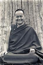 (15961_ng.tif) Portrait of Lama Yeshe, 1975. With the idea of commissioning a statue of Lama Yeshe, Mummy Max (Max Matthews) arranged for a series of shots taken just of his head from every angle, as well as photos of Lama in meditation posture. Photo taken on Saka Dawa (the celebration of Buddha's birth, enlightenment, and death) at Chenrezig Institute, Australia, 1975. Photo donated by Wendy Finster.