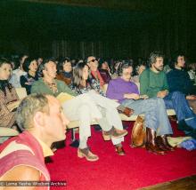 (15972_ng.tif) The audience at a public talk by Lama Yeshe (with Nick Ribush in the foreground left), Adyar Theater, Sydney, Australia, 8th of April, 1975.