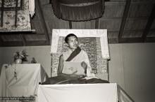 (15979_ng.tif) Lama Zopa teaching, 1975. From the collection of images of Lama Yeshe, Lama Zopa Rinpoche and their students during a month-long course at Chenrezig Institute, Australia.