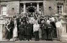 (16005_pr.psd) A group photo with the lamas from the course given at Royal Holloway College during the lamas first trip to England, 1975. Photo by Dennis Heslop.